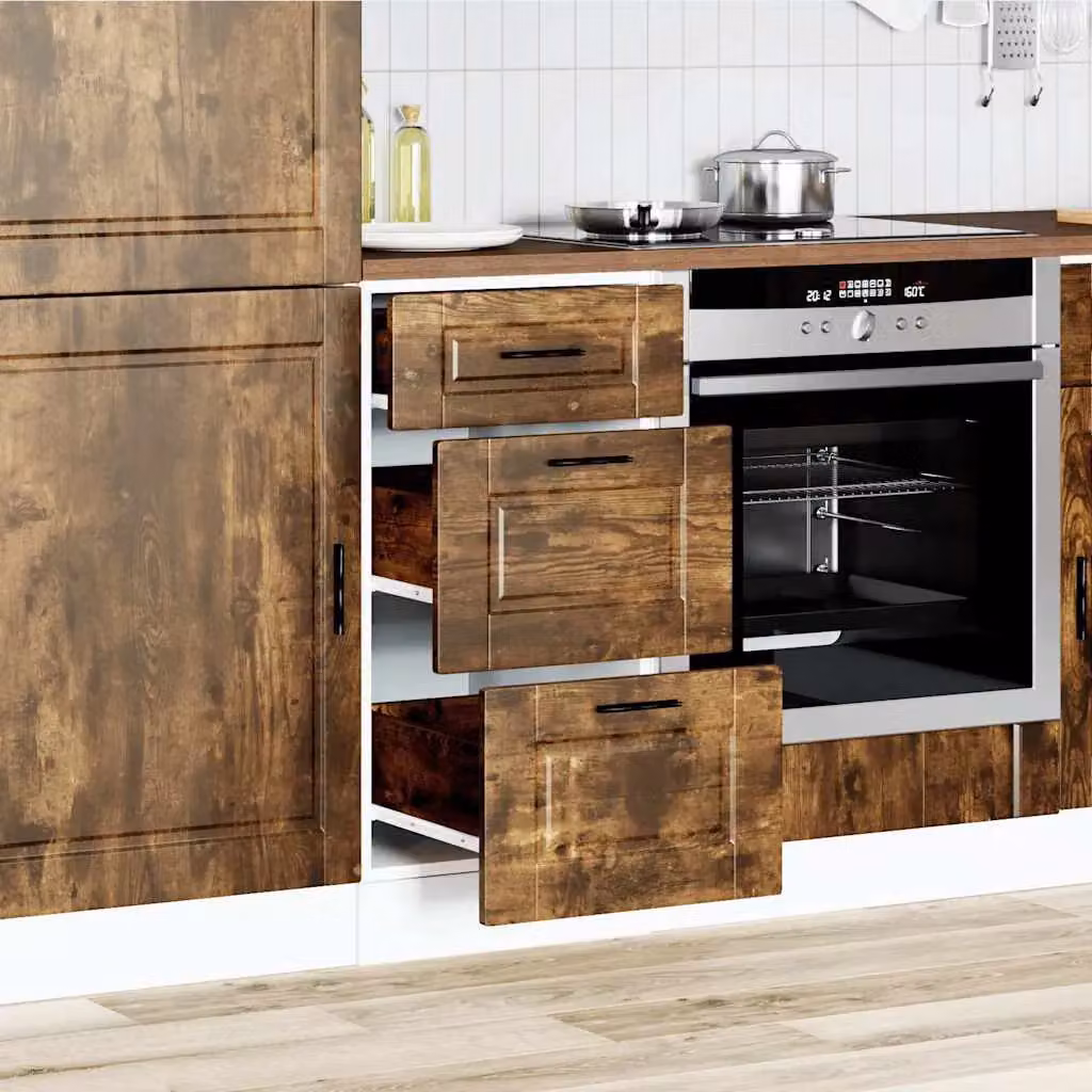Berkfield Home Porto Smoked Oak Kitchen Base Cabinet in Brown – 2