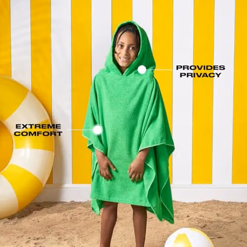 OHS Childrens Hooded Beach Poncho Towel, Green – 2