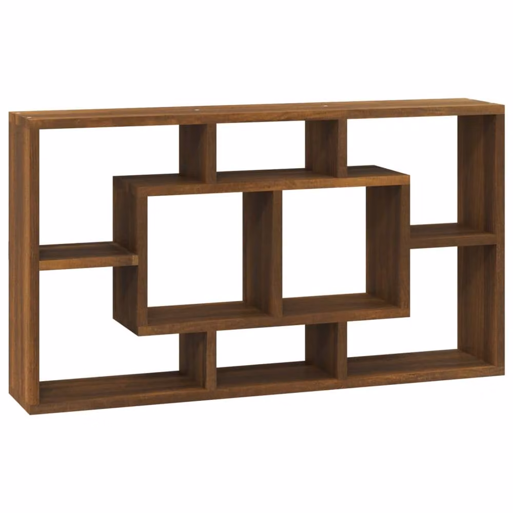 Berkfield Home Wall Mounted 8 Compartment Display Shelf in Brown Oak – 3