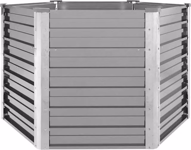 Berkfield Home Garden Grey Galvanised Steel Raised Bed W/D/H: 129 x 129 x 77 cm