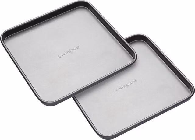 MasterClass Non-Stick Square Carbon Steel Baking Tray Set, Grey
