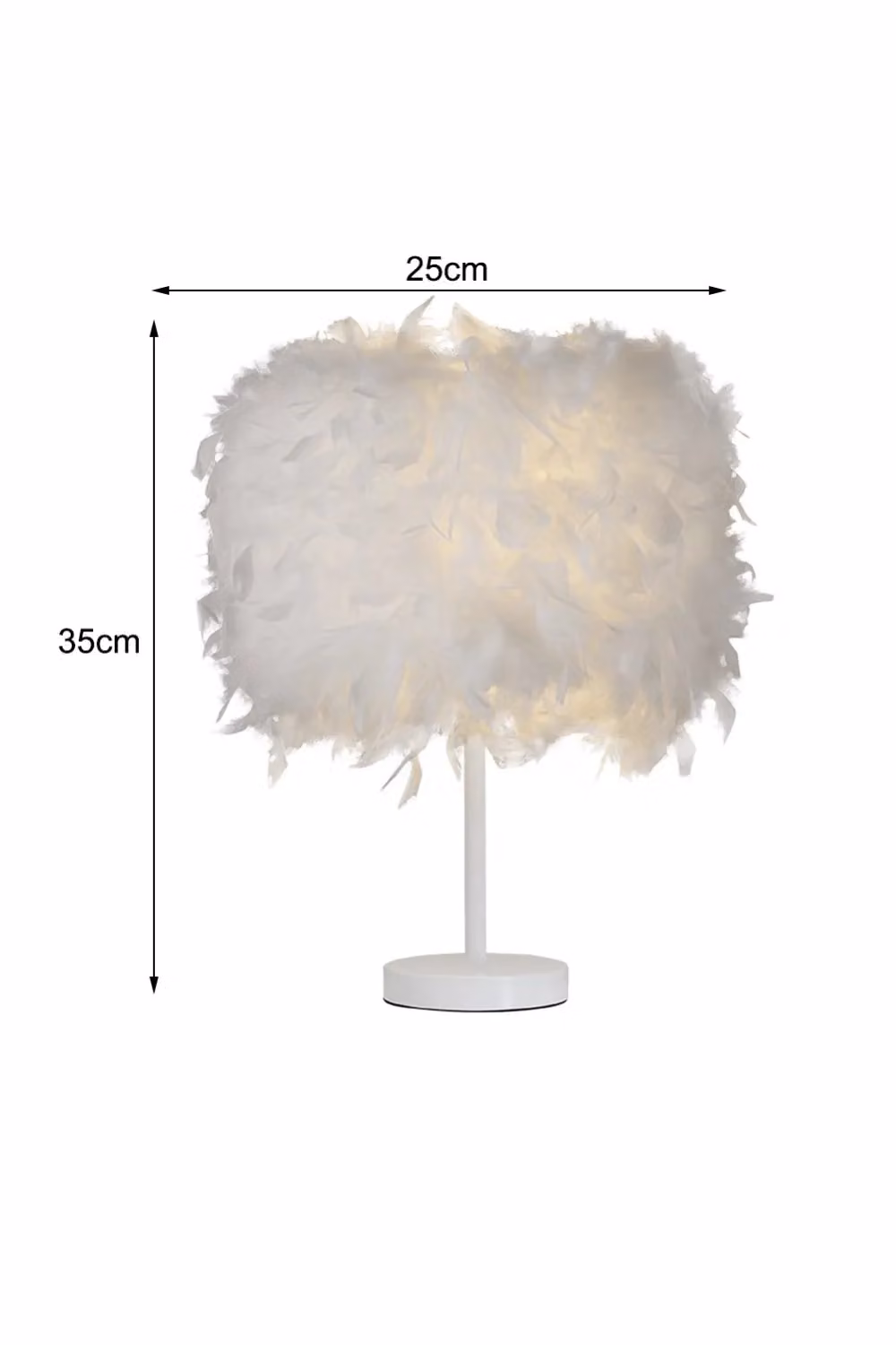 Living and Home Modern Feather Bedside Table Lamp in White – 4