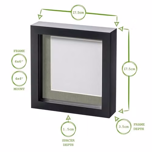 Nicola Spring Pack of 2 Square 3D Box Photo Frames in Grey and White with 4 x 4 inch Mounts, 6 x 6 inch – 3