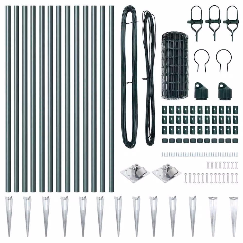 Berkfield Home Euro Fence in Green Galvanised Steel with 13 Spike Posts, 0.8 x 25 m – 4