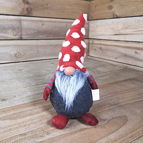 Festive Productions Red, Grey and White Dotted Christmas Bearded Gonk, Height: 32 cm