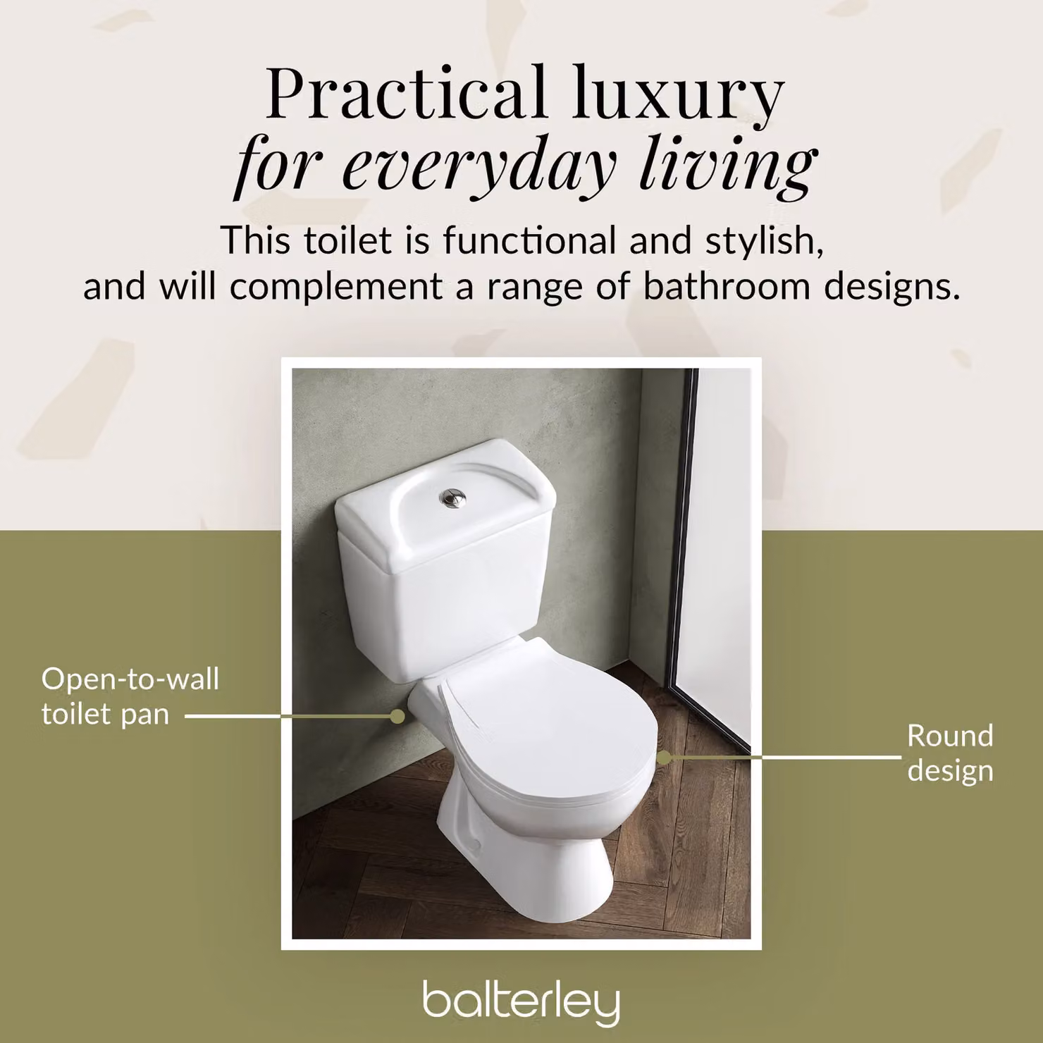 Balterley Adley Floor Standing Ceramic Toilet Pan and Cistern with Seat, White, W: 38.2 cm, H: 74.8 cm – 5