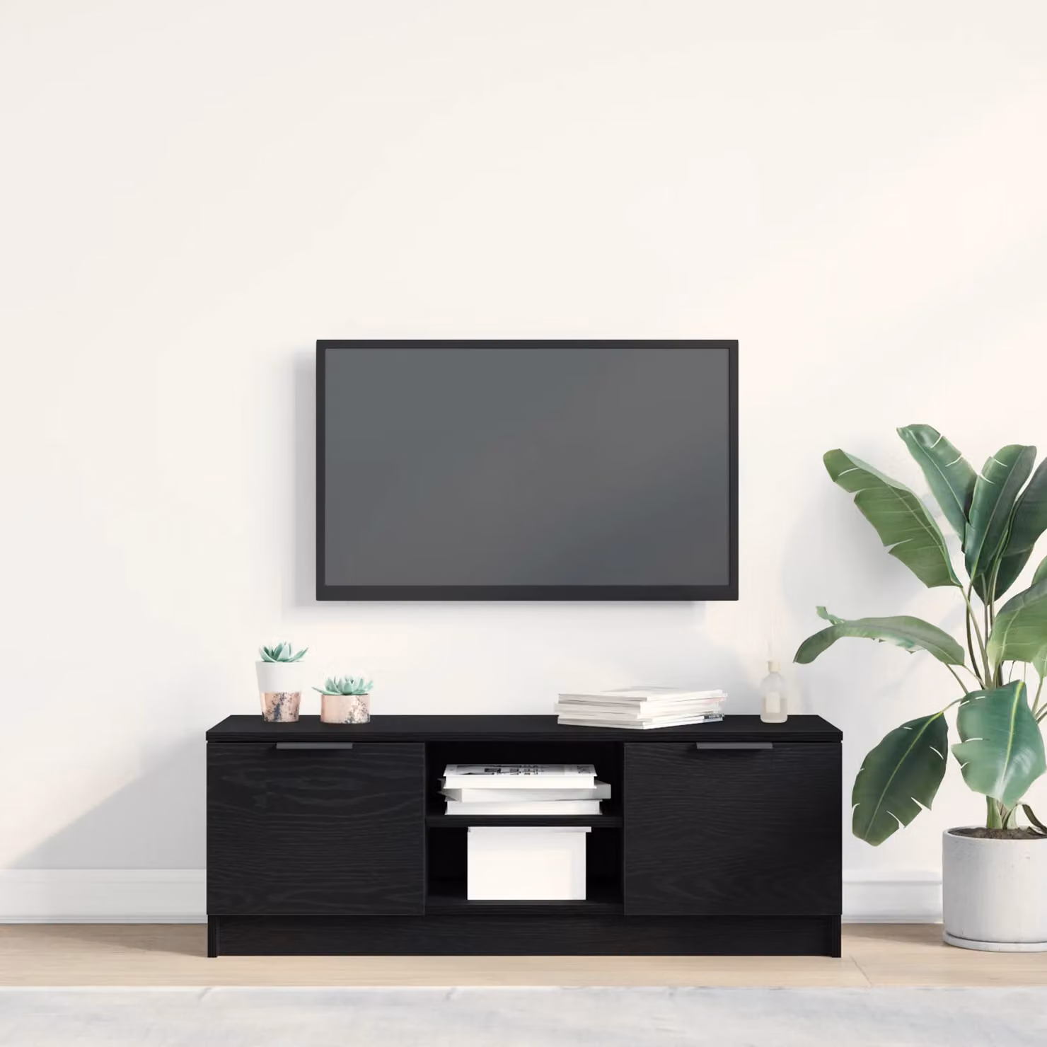 Berkfield Home Modern Black Oak TV Cabinet, W: 102 cm, D: 35 cm, H: 36.5 cm – 4