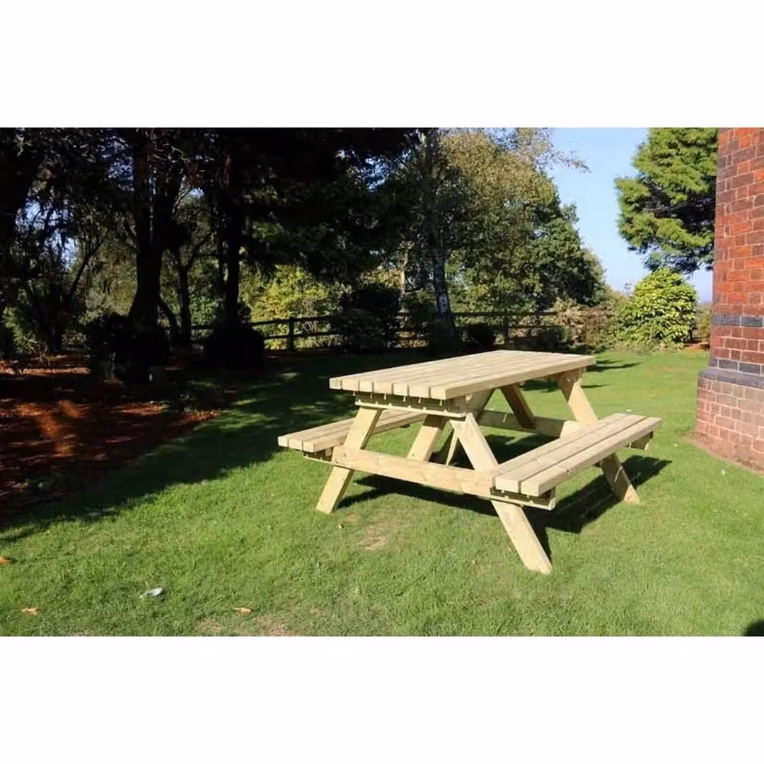 Churnet Valley Garden Furniture Ltd Deluxe Wooden Picnic Table in Brown, W/D/H: 150 x 180 x 76 cm – 2