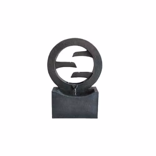 Tranquility Lunar Flow Solar Powered Tabletop Water Feature in Natural Black Resin, H 48 cm x W 34 cm x D 18 cm