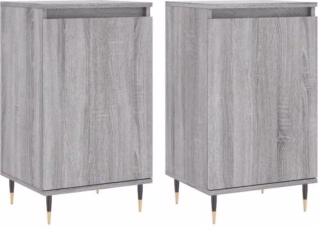 Berkfield Home Set of 2 Grey Sonoma Sideboards, W/D/H: 40 x 35 x 70 cm