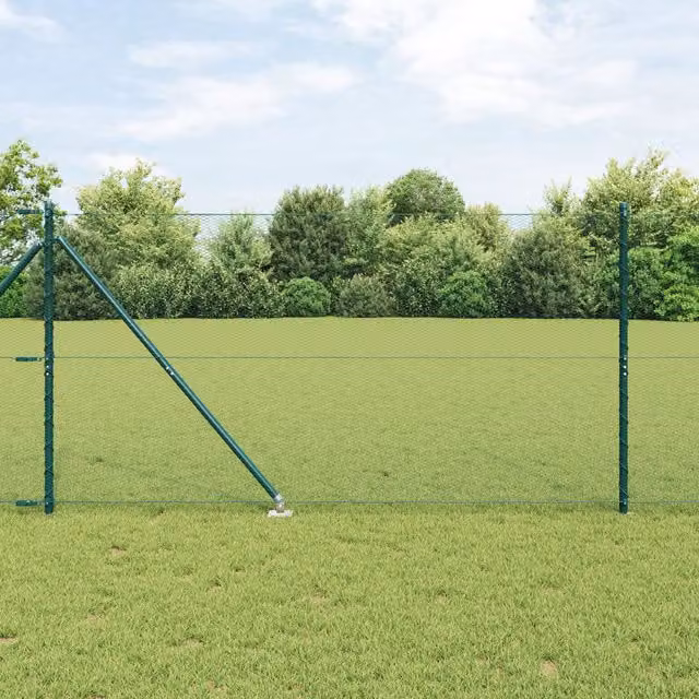 Berkfield Home Green Steel Hexagon In-Ground Fence, W: 120 cm, L: 10 m