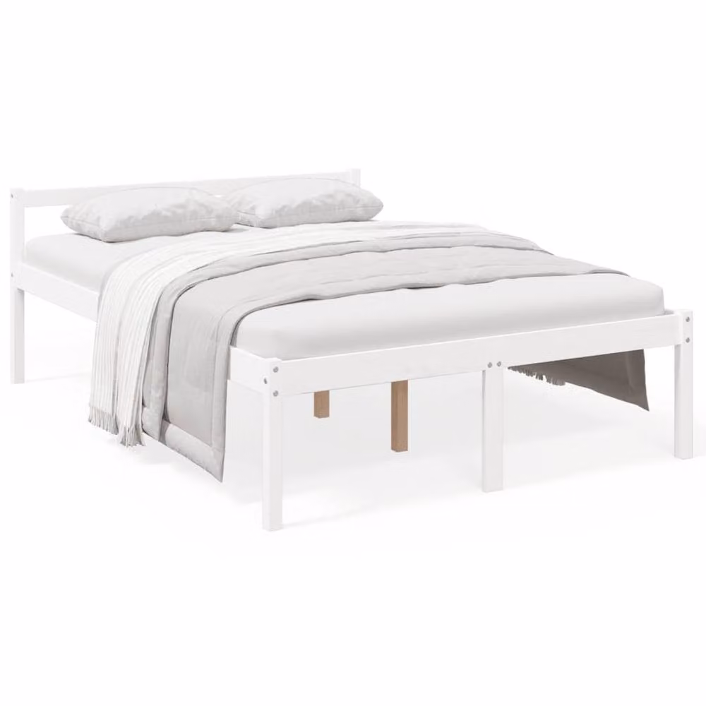 Berkfield Home Small Double Bed Frame in White Solid Pine, W/D/H: 120 x 200 cm – 2