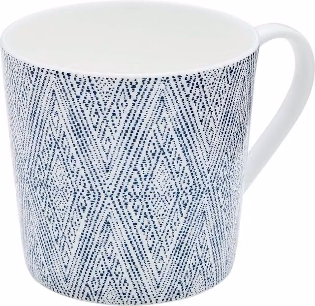 Bedeck of Belfast Rani Bone China Mug in Midnight Navy Blue with Geometric Pattern