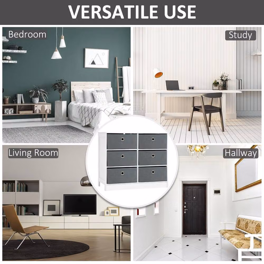 ERGOVEXA White Fabric Chest of Drawers and Modern Storage Cabinet – 5
