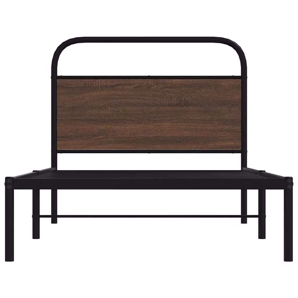 Berkfield Home Single Bed Frame in Brown Oak, W/D/H: 90 x 190 cm – 3