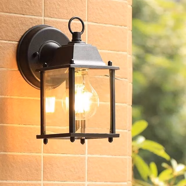 KORVIXA Black Classic Coach Lantern Wall Light with Warm White LED, Diameter: 25 cm, Height: 19 cm – 1