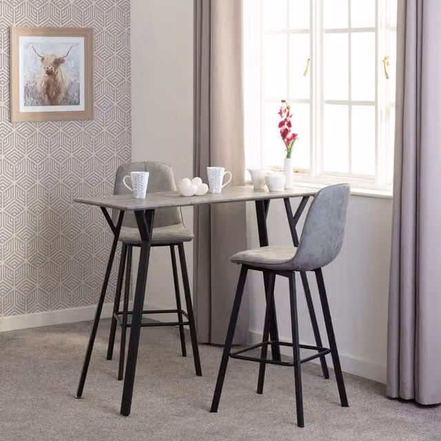 Seconique Quebec Industrial Bar Table in Grey Concrete Effect