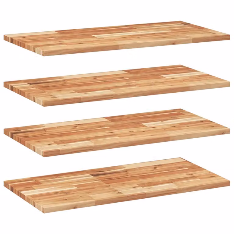 Berkfield Home Set of 4 Oil Finished Solid Wood Acacia Floating Shelves in Brown, W: 80 cm, D: 40 cm, H: 2 cm
