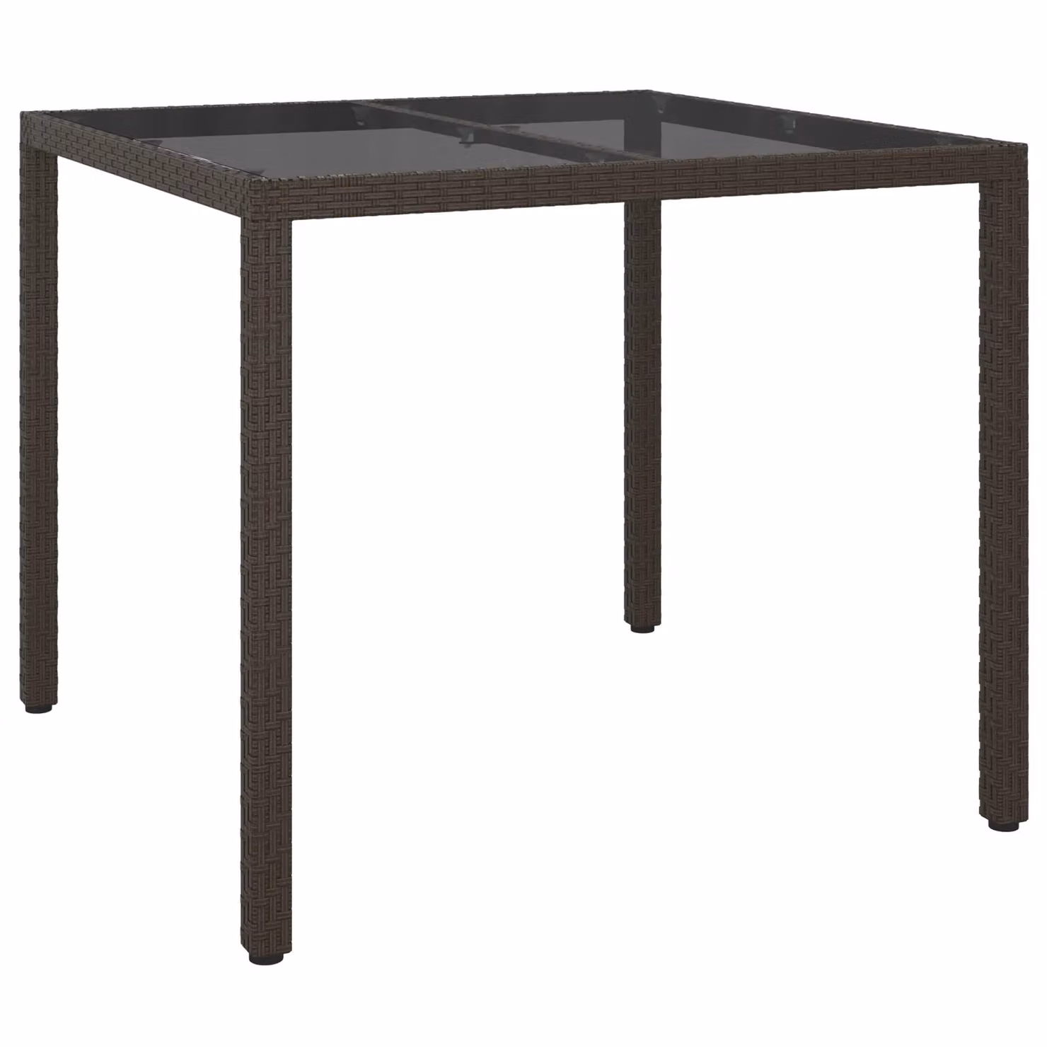 Berkfield Home Brown Poly Rattan Garden Dining Table with Glass Top, W/D/H: 90 x 90 x 75 cm – 2