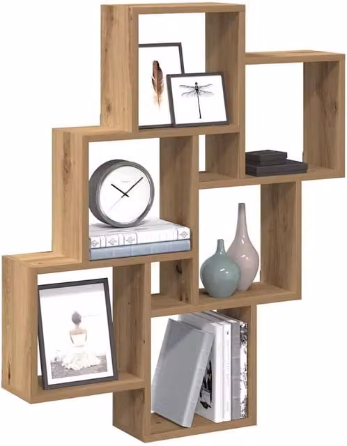 Berkfield Home Artisan Oak Wall Cube Shelf, Brown, W: 78 cm, D: 15 cm, H: 93 cm