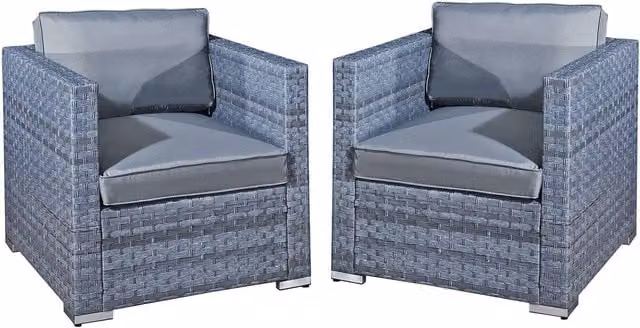 Oseasons Malta Rattan 2 Seat Twin Chair Set in Ocean Grey