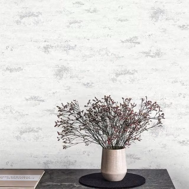 Grandeco On The Rocks Distressed Concrete Stone Textured Vinyl Wallpaper in White
