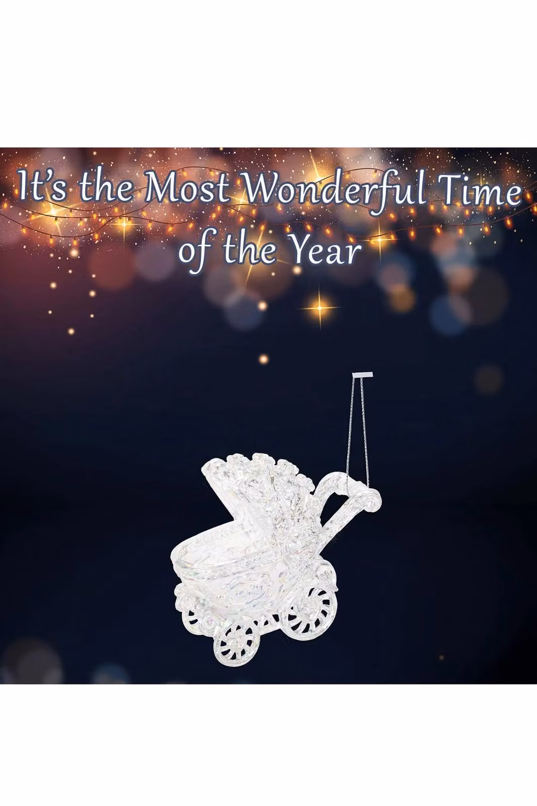 VFM e-Store Iridescent Acrylic Pram Christmas Tree Ornament, Clear, 10 cm – 2