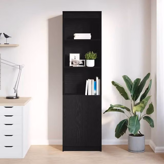 Berkfield Home Black Oak Highboard in Matt Engineered Wood W/D/H: 50 x 35 x 180 cm – 1