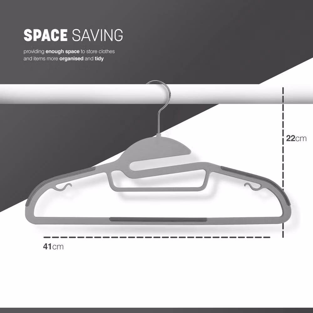 Keplin 50 Pack Non-Slip Space Saving Hangers with Swivel Hook in Grey – 2