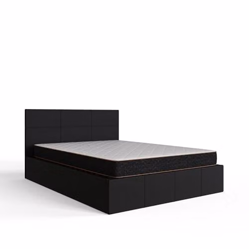 GFW Black Faux Leather King Size End Lift Ottoman Bed Frame, H 166 x W 180 x D 211 cm – 3
