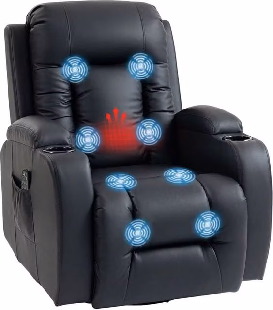 FORGEVIO Massage Recliner Chair with 8 Vibration Modes and Heat, Black