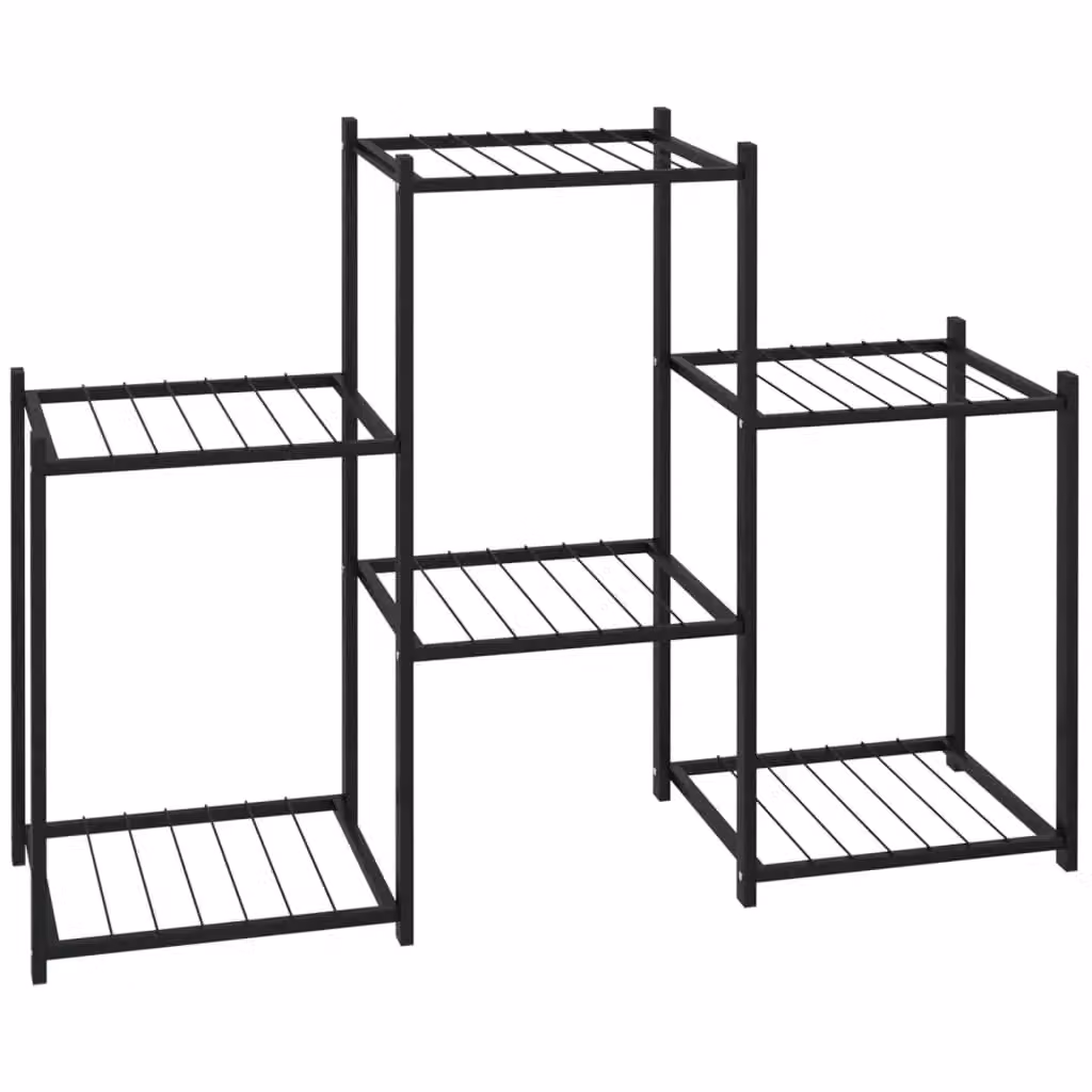 Berkfield Home Minimalist Black Metal Flower Stand, H 83 x W 25 x D 60 cm – 2