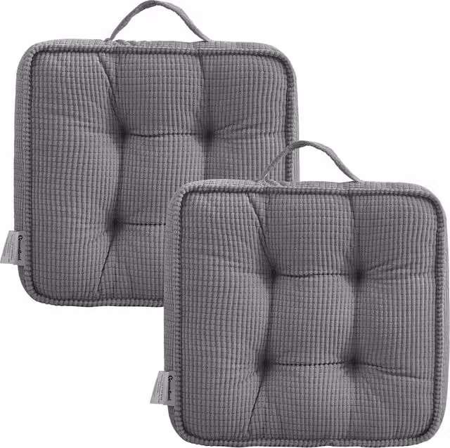 Groundlevel Set of 2 Grey Square Seat Cushions for Indoor or Outdoor Use