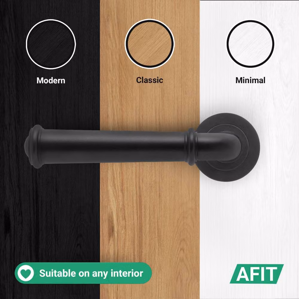 AFIT Matt Black Fire Door Handle Latch Set with Hinges – 6