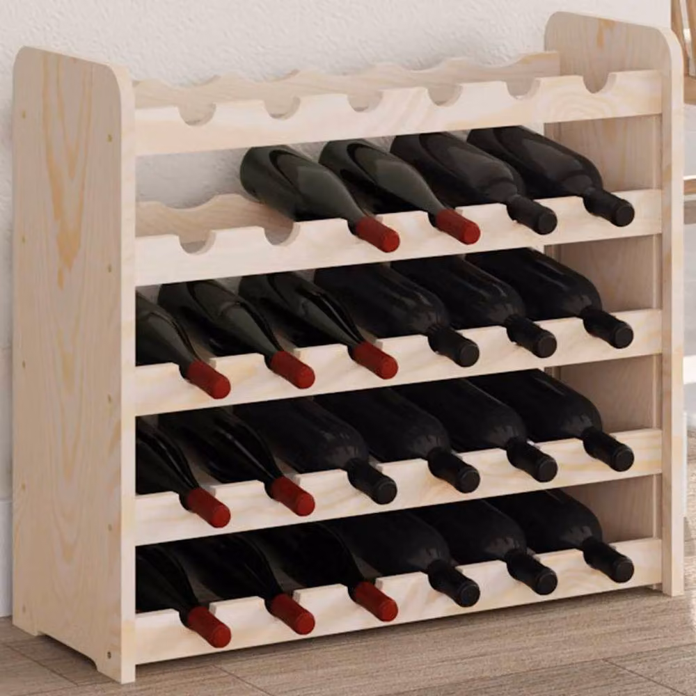 Berkfield Home Rustic Solid Pine Wall Mounted Wine Rack, Natural – 2