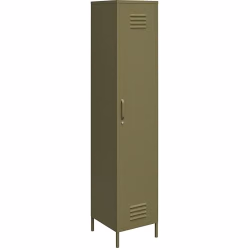 DHP Furniture Bradford Single Metal Storage Cabinet, Green, H: 185 cm, W: 38 cm, D: 40 cm – 1