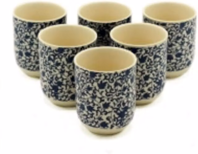 Serenityy Ceramic Tea Cups in Blue Pattern, Set of 6 – 1