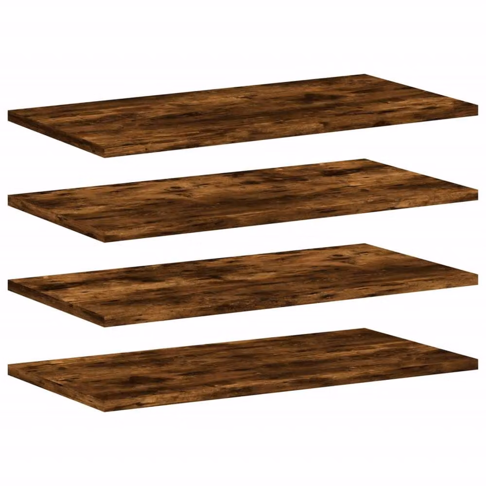 Berkfield Home Set of 4 Wall Mounted Shelves in Smoked Oak Brown, W: 60 cm, D: 20 cm, H: 1.5 cm – 2