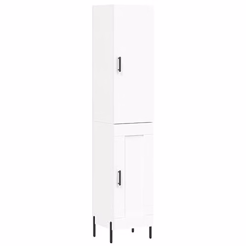 vidaXL Modern White Highboard with Hinged Doors and Internal Shelves, W/D/H: 34.5 x 34 x 180 cm
