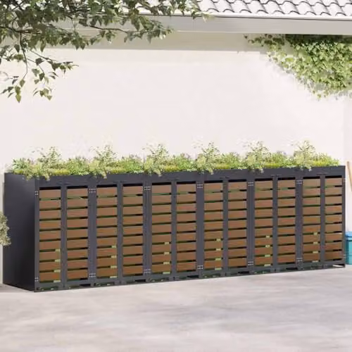 vidaXL Wheelie Bin Storage for 6 Bins in Anthracite Steel – 2