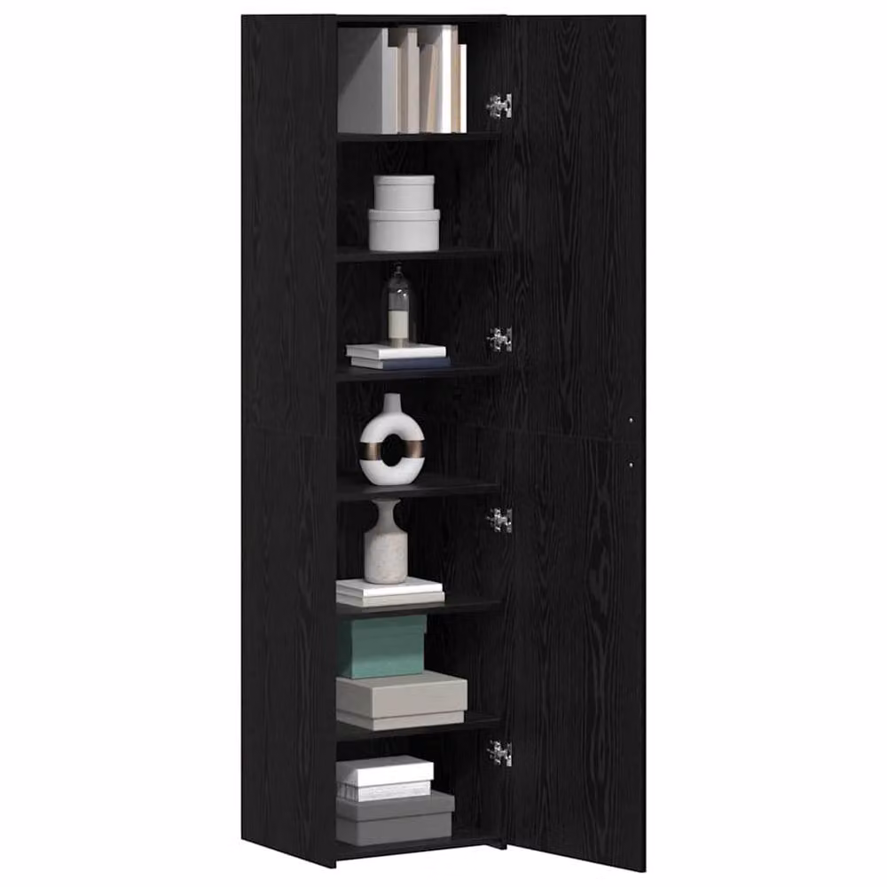 Berkfield Home Black Oak Highboard with Hinged Doors and Internal Shelves, W: 45 cm, D: 42.5 cm, H: 185 cm – 2