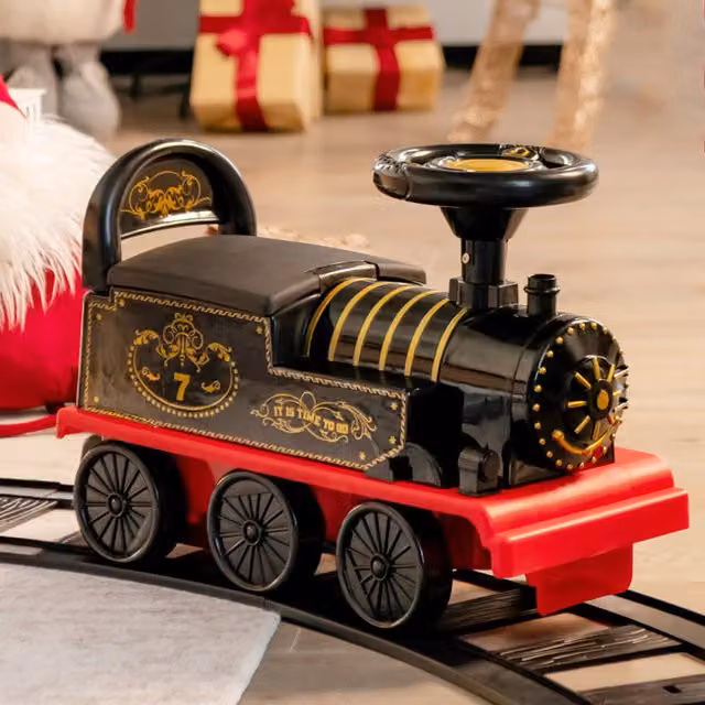 Costway Black Electric Ride On Train with Tracks
