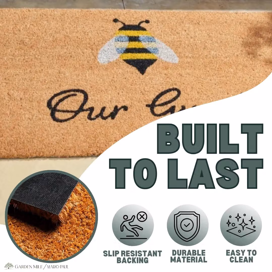 Marco Paul Bee Our Guest Non Slip Coir Door Mat, Multicolour, W: 75.0 cm, D: 45.0 cm – 7