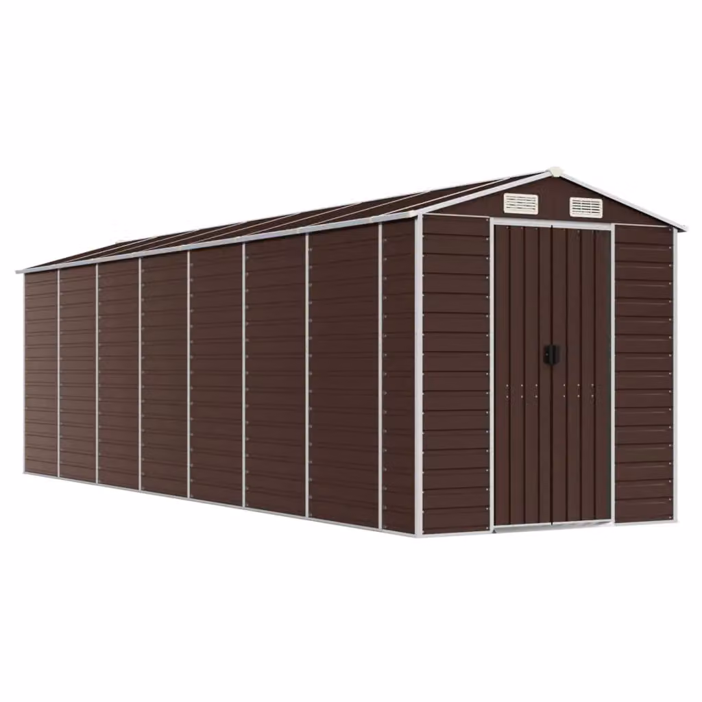 Berkfield Home Brown Galvanised Steel Garden Shed with Side Vent W/D/H: 191 x 640 x 198 cm – 2