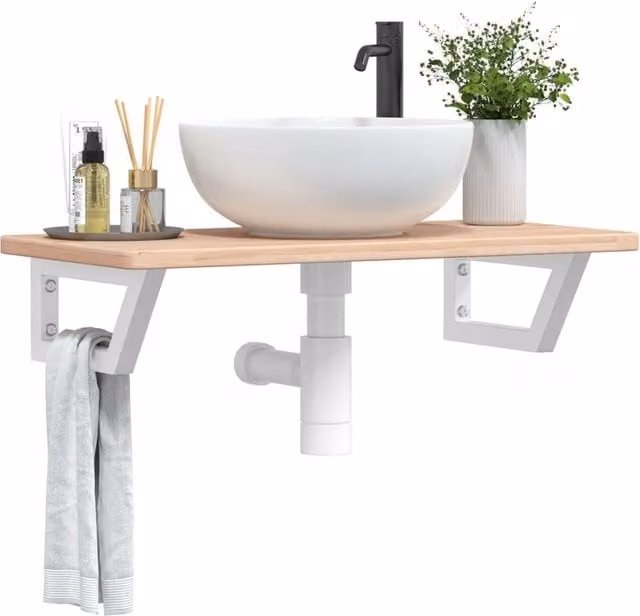 Berkfield Home Wall Mounted Basin Shelf in Brown Oak and Steel