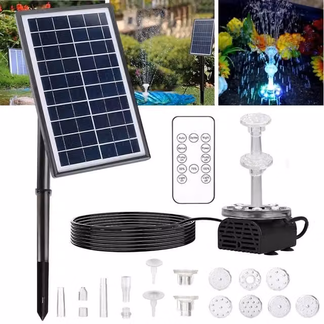 NESTLUNE Solar Panel Powered Water Pump for Garden Pools, Ponds and Fish Aquariums, Black, W/D/H: 100 x 15 x 15 cm – 1