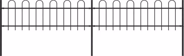 Berkfield Home Garden Hoop Top Steel Fence, Black, W: 3.4 m, H: 0.6 m
