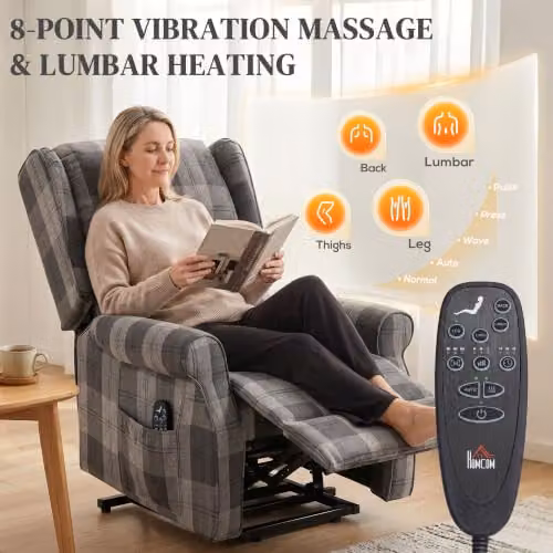 HOMCOM Power Lift Recliner Chair with Massage and Heat in Grey – 5