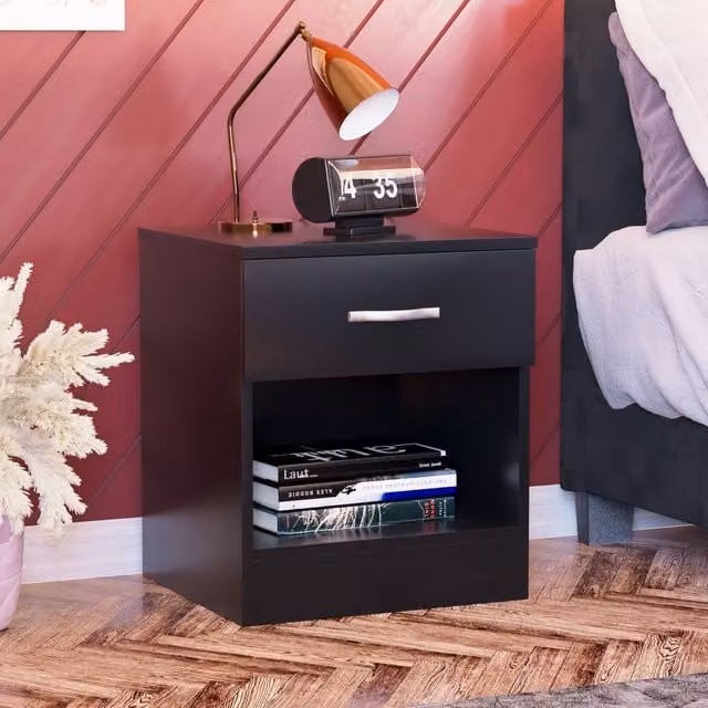 HD Designs Riano 1 Drawer Bedside Cabinet in Black – 1