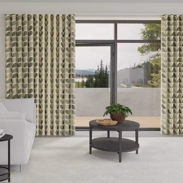 Orla Kiely Multi Stem Made to Measure Wave Blackout Curtains in Warm Grey and Multicolour Cotton